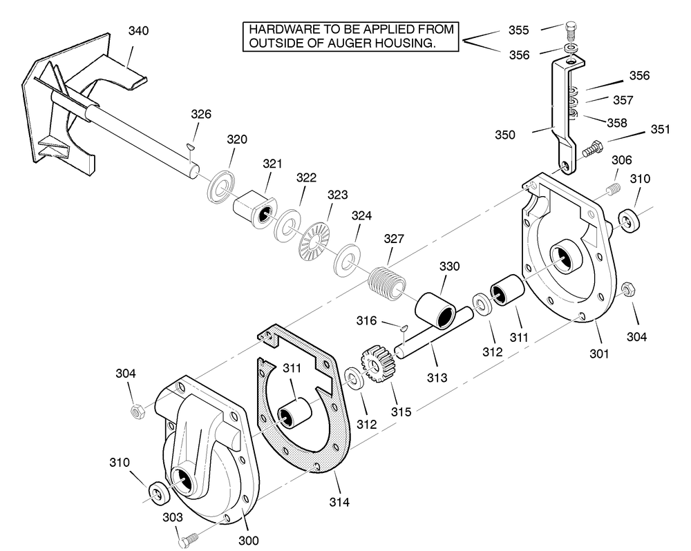 Gear Case Diagram and Parts List for C950-52313-1 2004 Briggs and Stratton Snow Blower